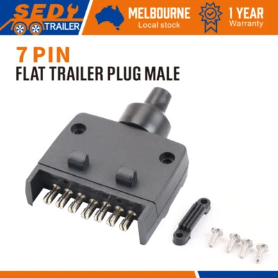 7 Pin Flat Trailer Plug Caravan Boat MALE Car Vehicle Single Part Adapter Plug - image 1 of 4