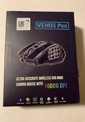 Venus Pro RGB Wireless MMO Gaming Mouse, 16,000 DPI Optical Sensor, 2.4 GHz Tech - Image 1 of 4