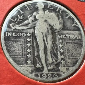 Beautiful 1926-D Standing Liberty Silver Quarter 90% Nice 25c Cents Coin Old 2x2 - Picture 1 of 4