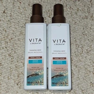 2 X VITA LIBERATA Tinted Tanning Mist Medium 200ml Natural Tan Vegan Brand NEW