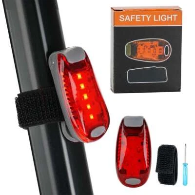 Lámpara estroboscópica nocturna advertencia corredor cola bicicleta clip luz de seguridad LED 2 piezas Foto 1 de 4