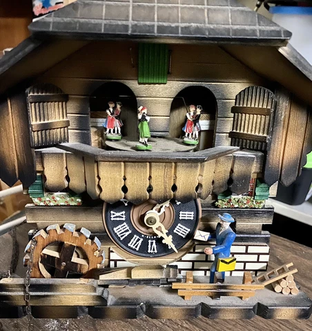Vintage West Germany Schmeckenbecher Cuckoo Clock Dancing Couples Spin Rotate Cover