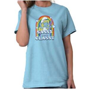 Smurfs Smurfette Sassy Classy Rainbow Cute Womens Graphic Crewneck T Shirt Tee