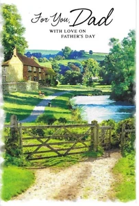 DAD FATHER'S DAY GREETING CARD 7"X5" COUNTRY RIVER SCENE - Picture 1 of 2