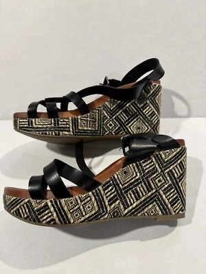 Mia Mujer Stitch Fix Darnell Negro Tirantes Hebilla Patrón Cuñas Talla US:10 Foto 1 de 4