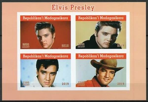 Madagascar 2019 MNH Elvis Presley 4v IMPF M/S Music Celebrities People Stamps - Picture 1 of 1