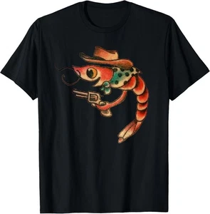 Linda Camiseta de Algodón Tatuaje Amante de los Camarones Mariscos Mariscos - HECHA EN EE. UU. - Imagen 1 de 4