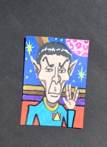 ACEO Original Art Star Trek Spock Fan art Mixed Media Not a print - Photo 1/3