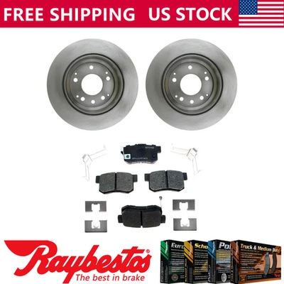 Rotores de freio traseiros + pastilhas de freio de cerâmica e ferragens para 1991-1995 Acura Legend - Imagem 1 de 4