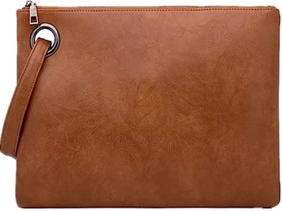 Evening Bags Purse Envelop Clutch Chain Shoulder Womens Wristlet Handbag Brown - Image 1 of 4