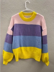 Suéter Pullover Para Mujer Lauren Taylor Talla Pequeña Bloque de Color Manga Larga  - Imagen 1 de 9
