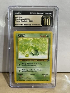 CGC 10 Pristine Gem Mint Oddish Team Rocket Unlimited English 2000 Pokemon 63/82 - Picture 1 of 2