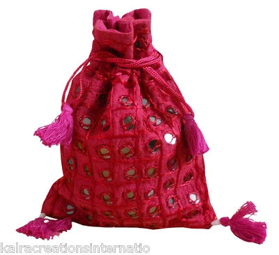 Bolsos de compras indios vintage para mujeres Bolso de hombro indio de algodón con diseño de espejos Foto 1 de 4