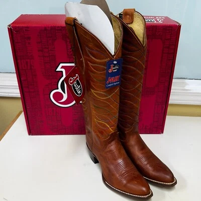 Justin Boots Mujer Whitley Ámbar 15" Vintage Botas de Vaquero - ¡Nuevas En Caja! L@@K! Foto 1 de 4