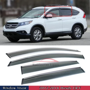 For 2012-2016 Honda CRV CR-V Chrome Trim Smoke Tinted Window Visors Rain Guards - Bild 1 von 5