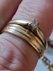 Vintage 14Ct Gold Diamond Engagement Ring Fancy Wedding Ring Set Size O Vgc