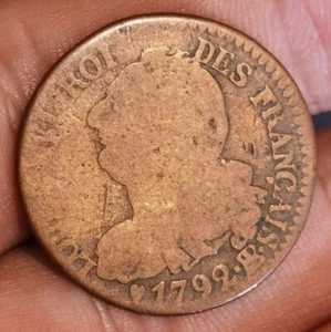 louis XVI ♦ 6 deniers ♦ 1792 BB Type FRANÇAIS ♦ STRASBOURG ♦ RARE ! - Imagen 1 de 2