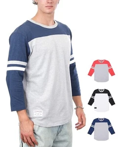 ZIMEGO Herren Baseball T-Shirt 3/4 Arm Rundhals Baumwollmischung Athleisure Activewear - Bild 1 von 10