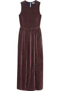 [Steven Alan] Vestido Largo Cynthia Borgoña Terciopelo Lunares Talla Mediana/Nuevo con Etiqueta - Imagen 1 de 12