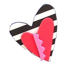 Hallmark PIN Valentines Vintage HEART 3D FOAM B&W Pink Red Holiday Brooch - Picture 1 of 2