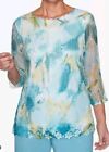 Alfred Dunner Womens Abstact Mesh Floral Top Size Medium