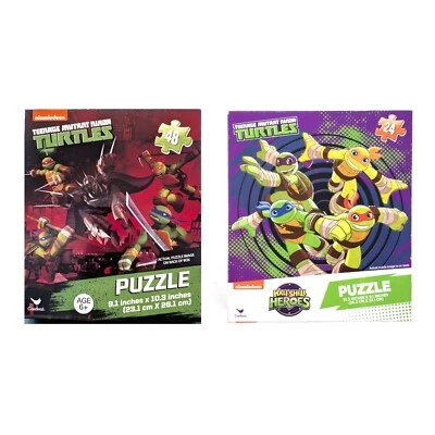 2 Teenage Mutant Ninja Turtles Jigsaw Puzzle Set 24-48 Piece TMNT 9x10.3" 2 Pack - Image 1 of 4