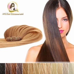 24" Indian 100% Human Remy Weft Hair Extensions 100g Double Drawn  #2 Dark Brown - Bild 1 von 6