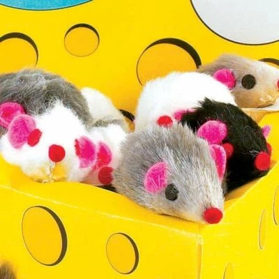 ZANIES 10 Furry Mice with Catnip Made of Real Rabbit Fur Cat Toy Mouse Fun play