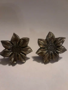Pendientes de flores vintage STERLING giratorias de 1" de diámetro - Imagen 1 de 5