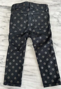 Baby Girl Gap 1969 Jeans size 2T Black Polka Dot Adjustable Pocket Zip Hook - Picture 1 of 8