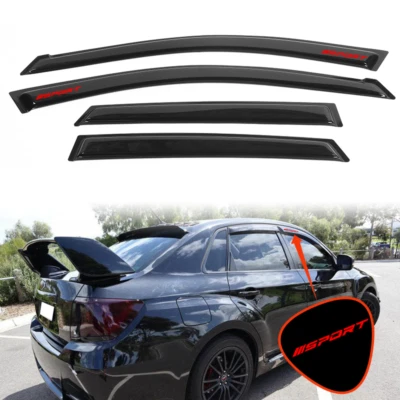 For 08-14 Subaru WRX STI 08-11 Impreza Window Visor Shade Deflector w/ Red Sport Foto 1 de 4