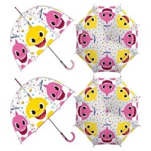 Baby Shark Girls Transparent Bell Umbrella 19" Pink & Yellow - Picture 1 of 1