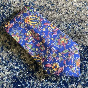 Corbata floral Ralph Lauren con etiqueta púrpura naranja amarillo verde azul rosa blanco - Imagen 1 de 4