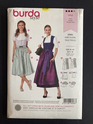 Burda 6268 Sewing Pattern German Folklore Costume Size 8-18 Dirndl 4011199062683 - Image 1 of 2