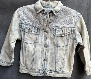 Vtg Jean Jacket Acid Wash W/ Lace 6X Girls French Toast By Lolly Togs 80s Child - Picture 1 of 5