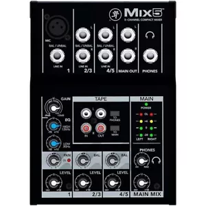 Mackie Mix5 5-Channel 1 Mic/Line Input Compact Mixer with 2-Band EQ - Used - Picture 1 of 1