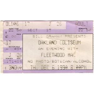 Biglietto concerto FLEETWOOD MAC & SQUEEZE Stub OAKLAND 12/6/90 DIETRO LA MASCHERA raro - Foto 1 di 2