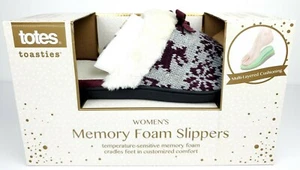 Totes Toasties Womens Memory Foam Slipper Snowflakes Size Large 8-9 New in Box - Picture 1 of 6