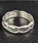 NATIVE AMERICAN HAND STAMPED STERLING SILVER RING SIZE 10 3/4  SIGNED MARC ANTIA