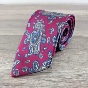 Yves Saint Laurent Burgundy Red/Green/Blue Paisley Silk Neckwear Tie (YSL) USA - Bild 1 von 8