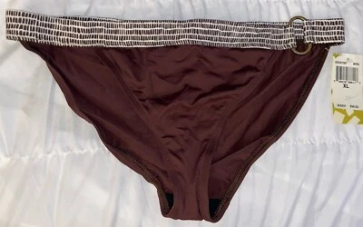NWT 2 Bamboo Banded Ring Detail Swimsuit Bikini Bottom XL Brown (C4) - Image 1 of 2
