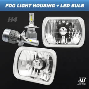 7"X6" inch Sealed Beam Headlight Conversion Chrome + 100W H4 LED Kit - Picture 1 of 12