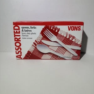 VONS Vintage Assorted heavy duty plastic Flatware 24 Pcs - NIP - Picture 1 of 6