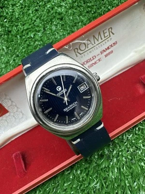 GENUINE BLUE ROAMER AUTOMATIC SEAROCK DATE WATCH VINTAGE SWISS 70s 40MM - Image 1 of 4