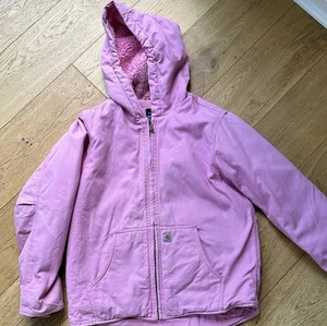 Carhartt Pink Jacket Coat Girls Size Large Youth 14 Sherpa Fleece Lined - Picture 1 of 13