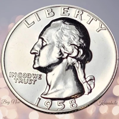 1958 Washington Quarter 25c GEM PROOF 90% Silver MAJOR Eye Appeal Fast SHIP 🚢  - Image 1 of 4