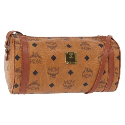 Auténtico bolso de hombro MCM Logogram Vicetos PVC cuero marrón dorado 152584 Foto 1 de 4