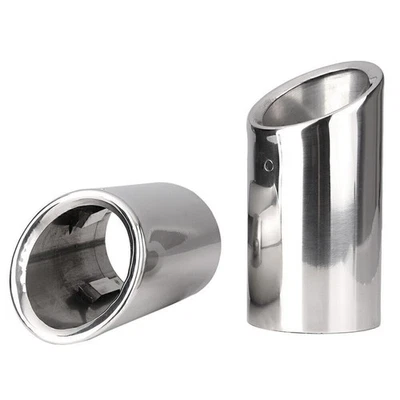 2pc Chrome Slip-on Tail Pipes Muffler Exhaust Tips for Audi A4 Q5 2.0T 2009-2013 - Image 1 of 4