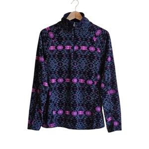 Columbia Fleece 1/4 Zip gemusterte Jacke Lagenlook Navy Pink Damen Medium - Bild 1 von 8