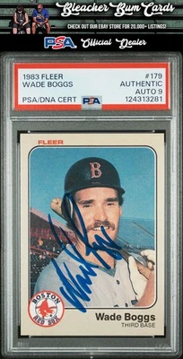 1983 Fleer 179 Wade Boggs RC Auto PSA 9 - Image 1 of 2